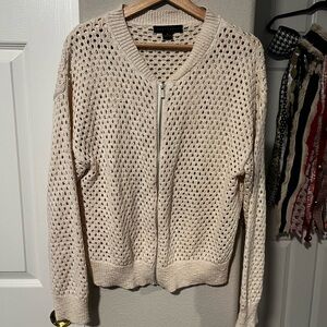 Sanctuary Beige Open-Knit Zip Cardigan